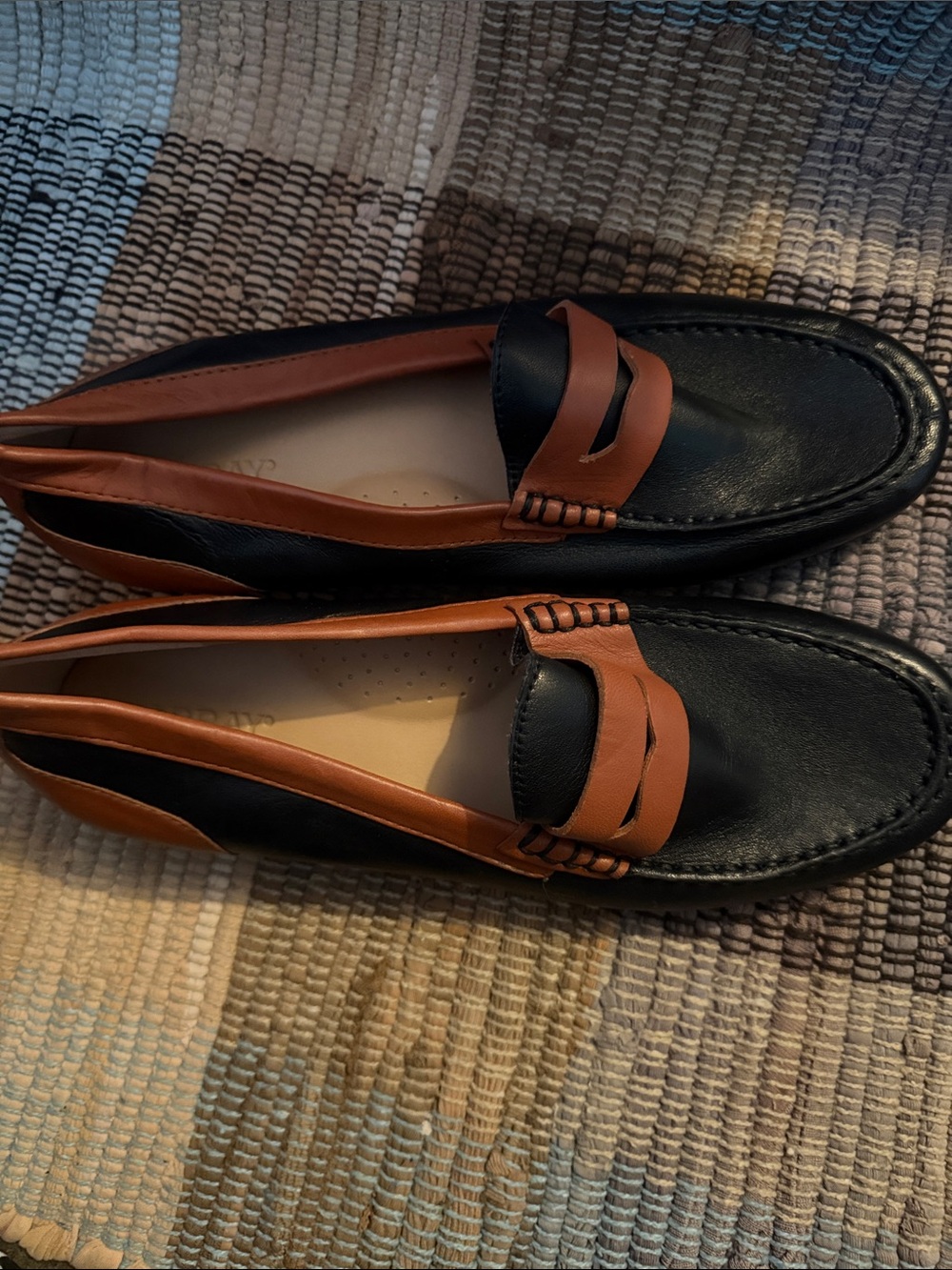Array Two-Tone Black and Brown Leather Penny Loafers